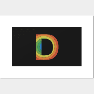 Retro Rainbow 'D' Sticker Posters and Art